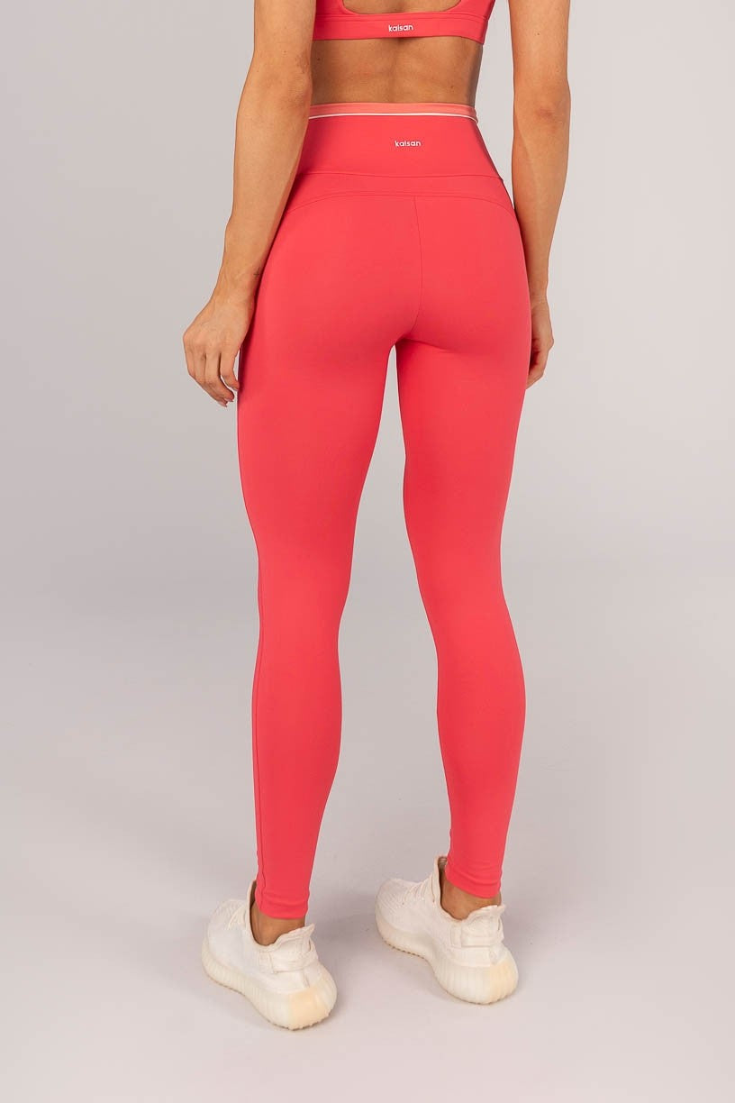 Calça Legging com Vivo na Vira (Rosa Pink / Aquarela / Off-White) | Ref: K4583-B