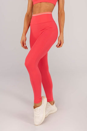 Calça Legging com Vivo na Vira (Rosa Pink / Aquarela / Off-White) | Ref: K4583-B