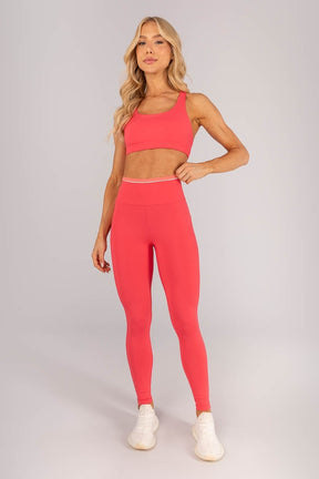 Calça Legging com Vivo na Vira (Rosa Pink / Aquarela / Off-White) | Ref: K4583-B