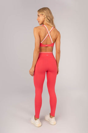 Calça Legging com Vivo na Vira (Rosa Pink / Aquarela / Off-White) | Ref: K4583-B