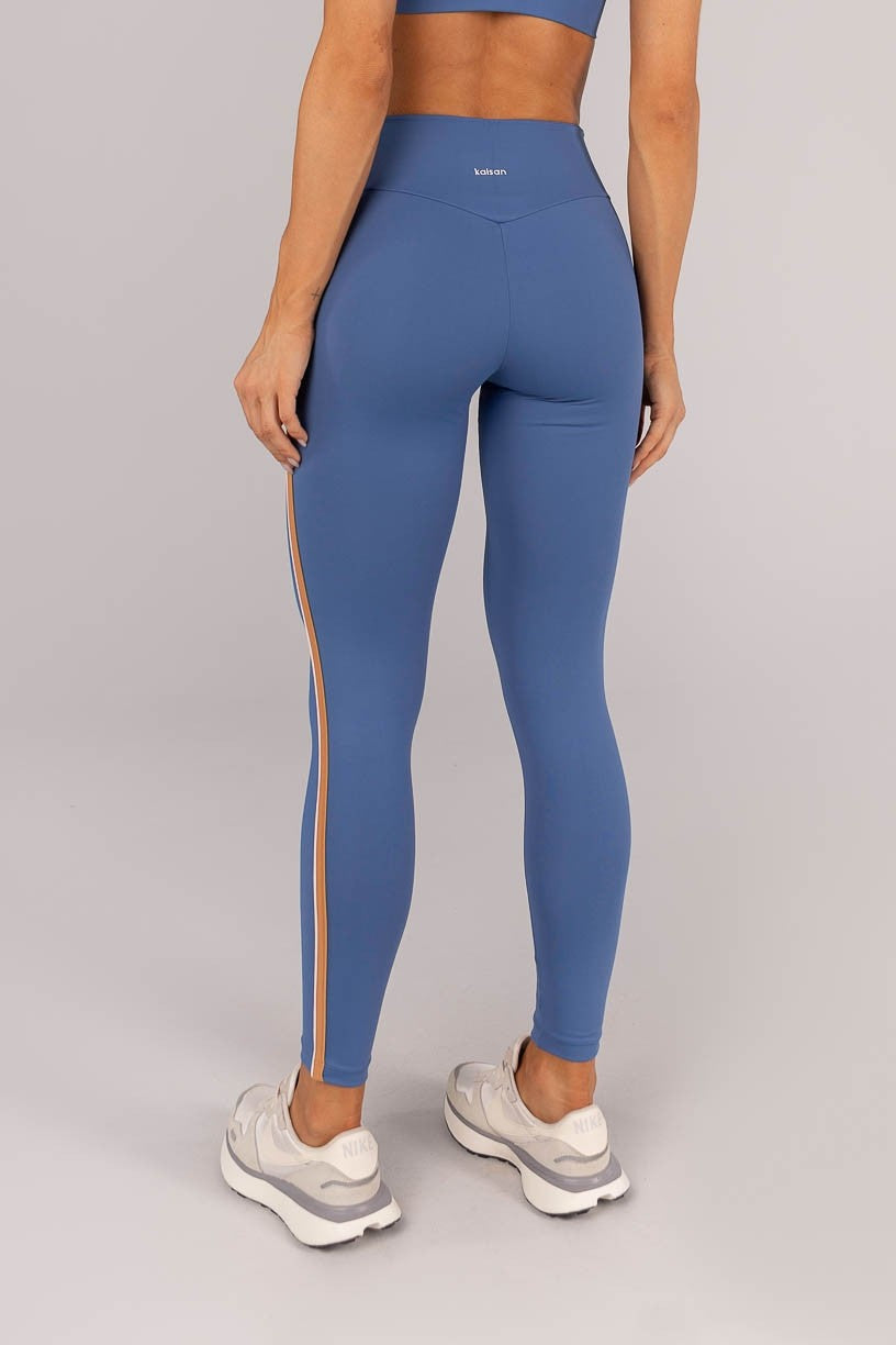 Calça Legging Tricolor com Vivo no Chapado (Sereno / Caramelo / Off-White) | Ref: K4595-B