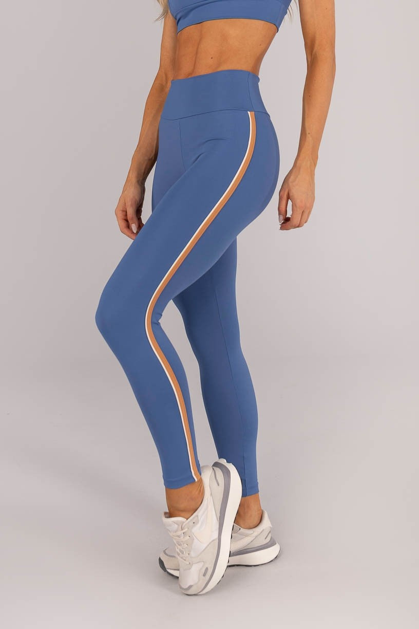 Calça Legging Tricolor com Vivo no Chapado (Sereno / Caramelo / Off-White) | Ref: K4595-B