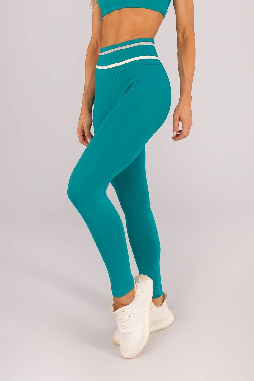 Calça Legging sem Gancho e com Chapado no Cós (Jade / Bege Acinzentado / Off-White) | Ref: K4604-B