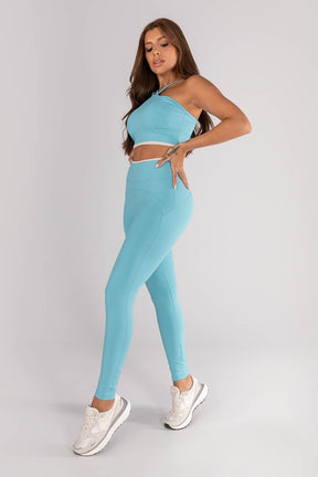 Calça Legging com Recortes e Vira (Brisa / Off-White) | Ref: K4622-A