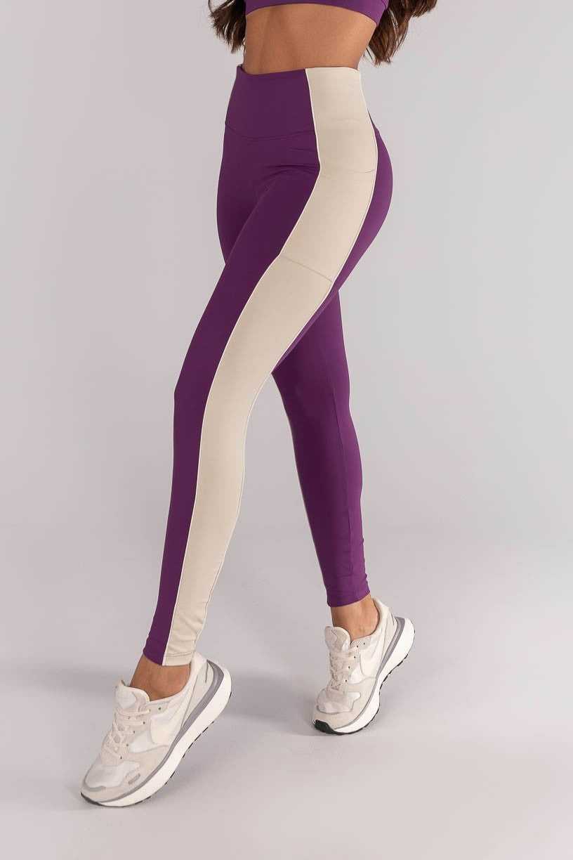 Calça Legging com Bolso e Vivos (Ametista / Off-White / Pérola) | Ref: K4636-A