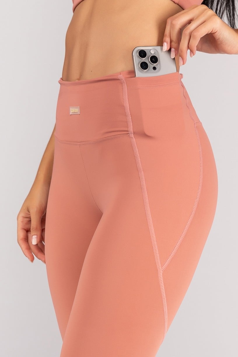 Calça Legging com Bolsos nas Laterais Do Cós (Telha) | Ref: K4524-D