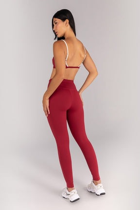 Calça Legging com Chapados (Vinho / Vanilla) | Ref: K4355-F