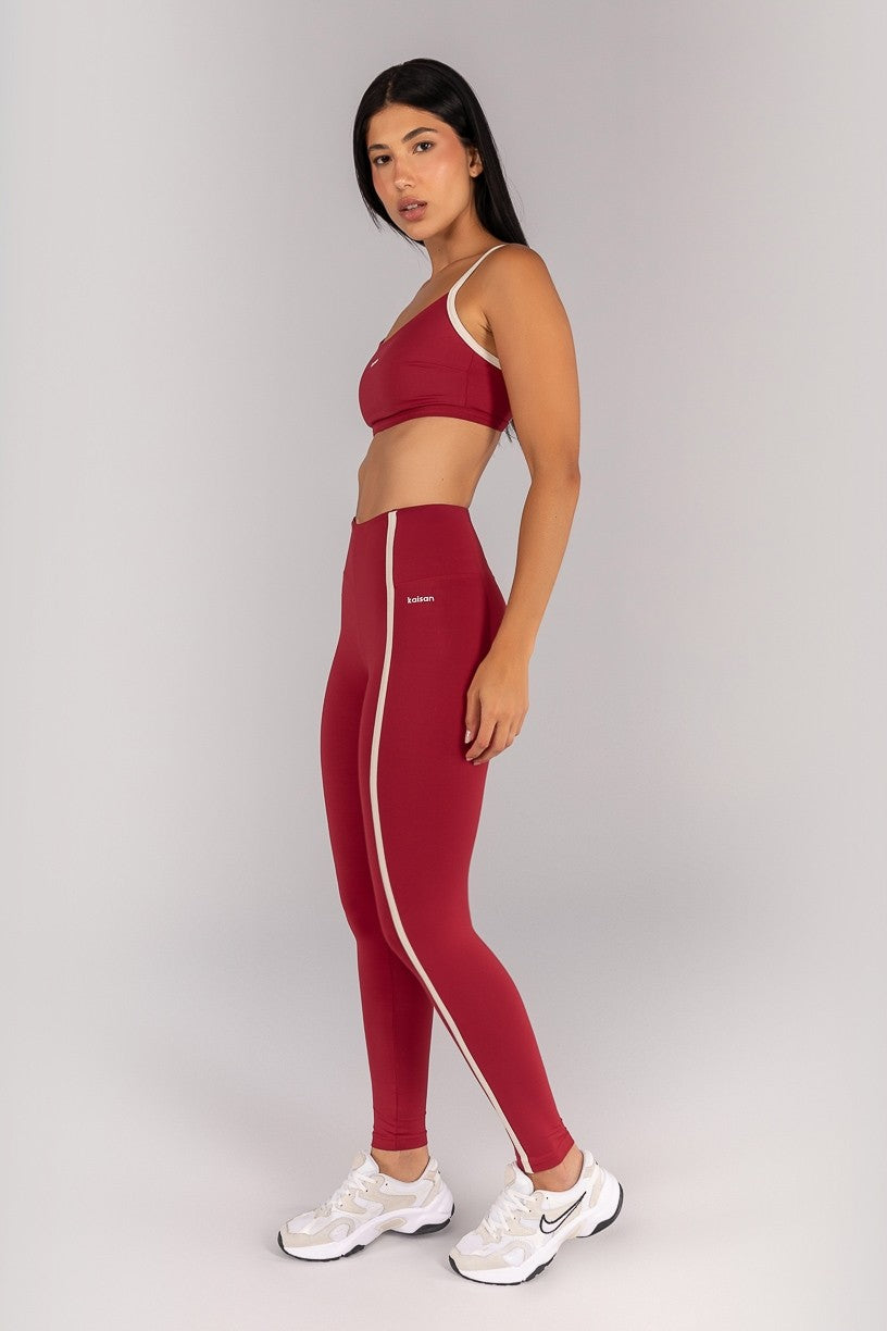 Calça Legging com Chapados (Vinho / Vanilla) | Ref: K4355-F