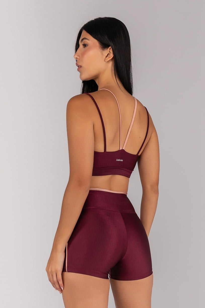 Top Strappy com Abertura no Cós (Vinho / Rose) | Ref: K4370-C