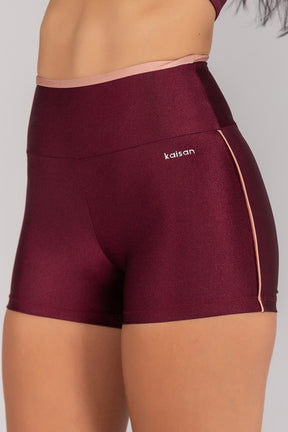 Short com Vira e Vivo (Vinho / Rose) | Ref: K4372-C