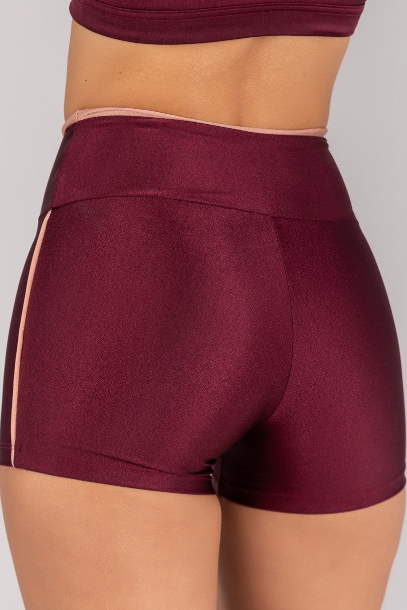 Short com Vira e Vivo (Vinho / Rose) | Ref: K4372-C