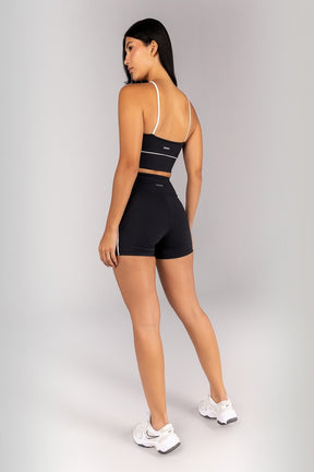 Top Halter com Alças e Vivo Platinado (Preto / Pérola) | Ref: K4676-A