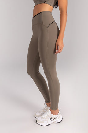 Calça Legging com Vivo e Viés Contrastante (Oliva / Preto) | Ref: K4683-B