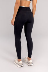 Calça Legging com Chapado e Vira (Preto / Off-White) | Ref: K4694-A